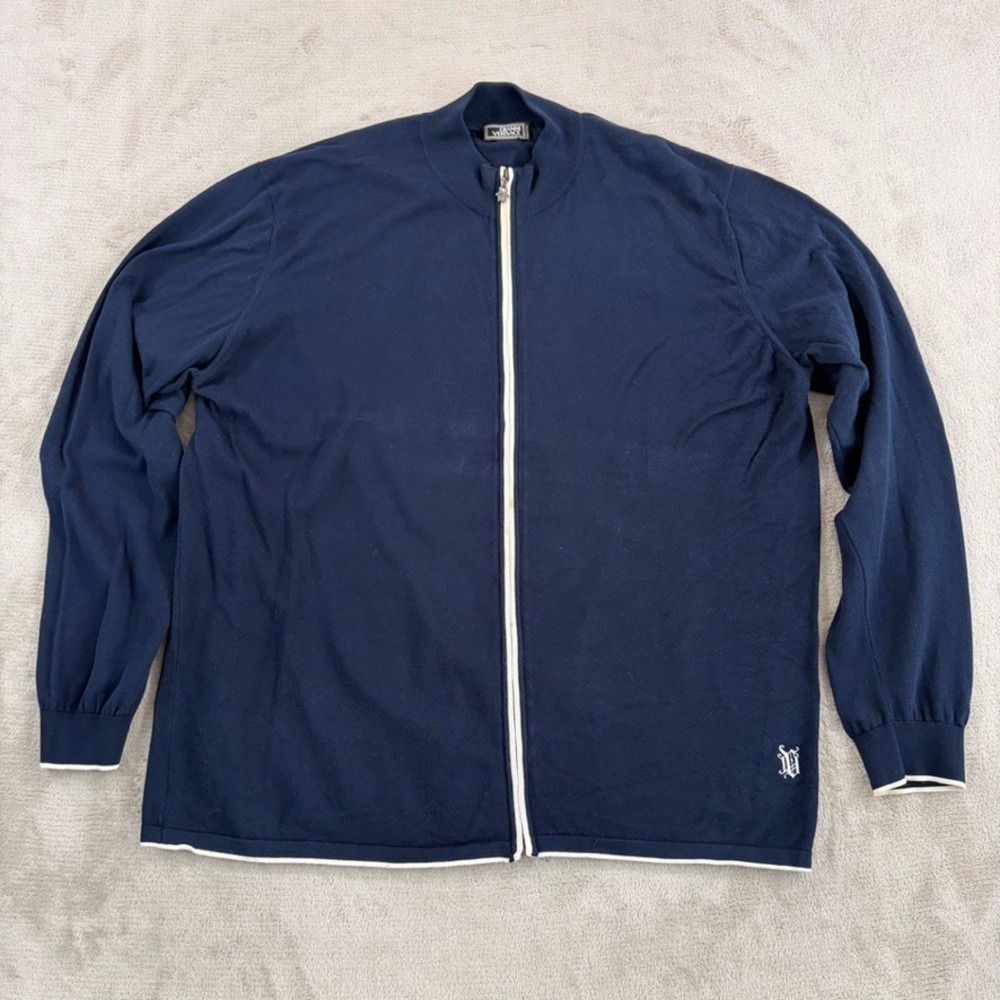 Vintage‎ Gianni Versace Couture Medusa Full Zip Sweater Navy Wool Blend Men 56